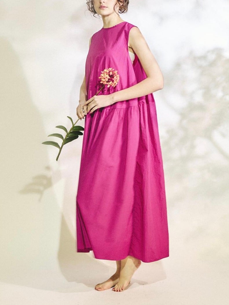 anana ウエストギャザー バックリボン ワンピース（マゼンタピンク