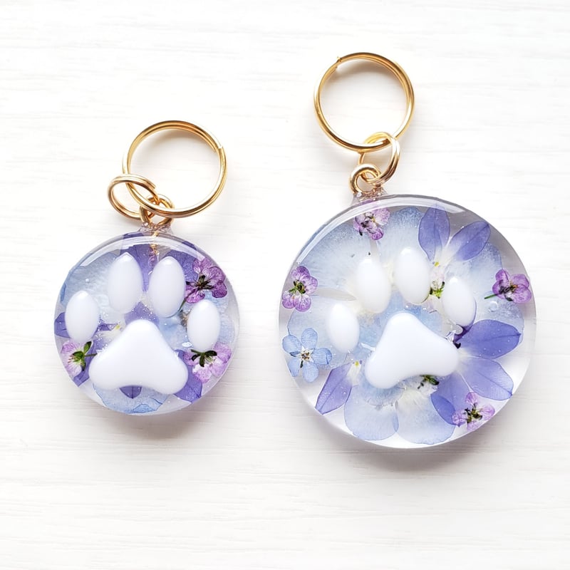 ペット】フラワーネームタグ（ブルー・中～大型犬用） | Lapi