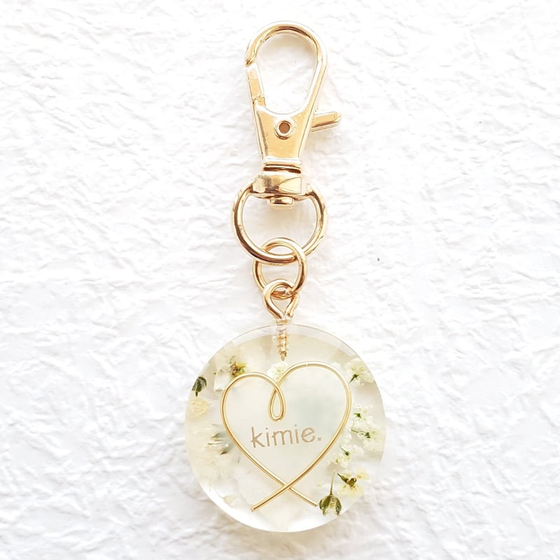 アクセサリー】ハートフラワーキーホルダー（小さめ・ホワイト系