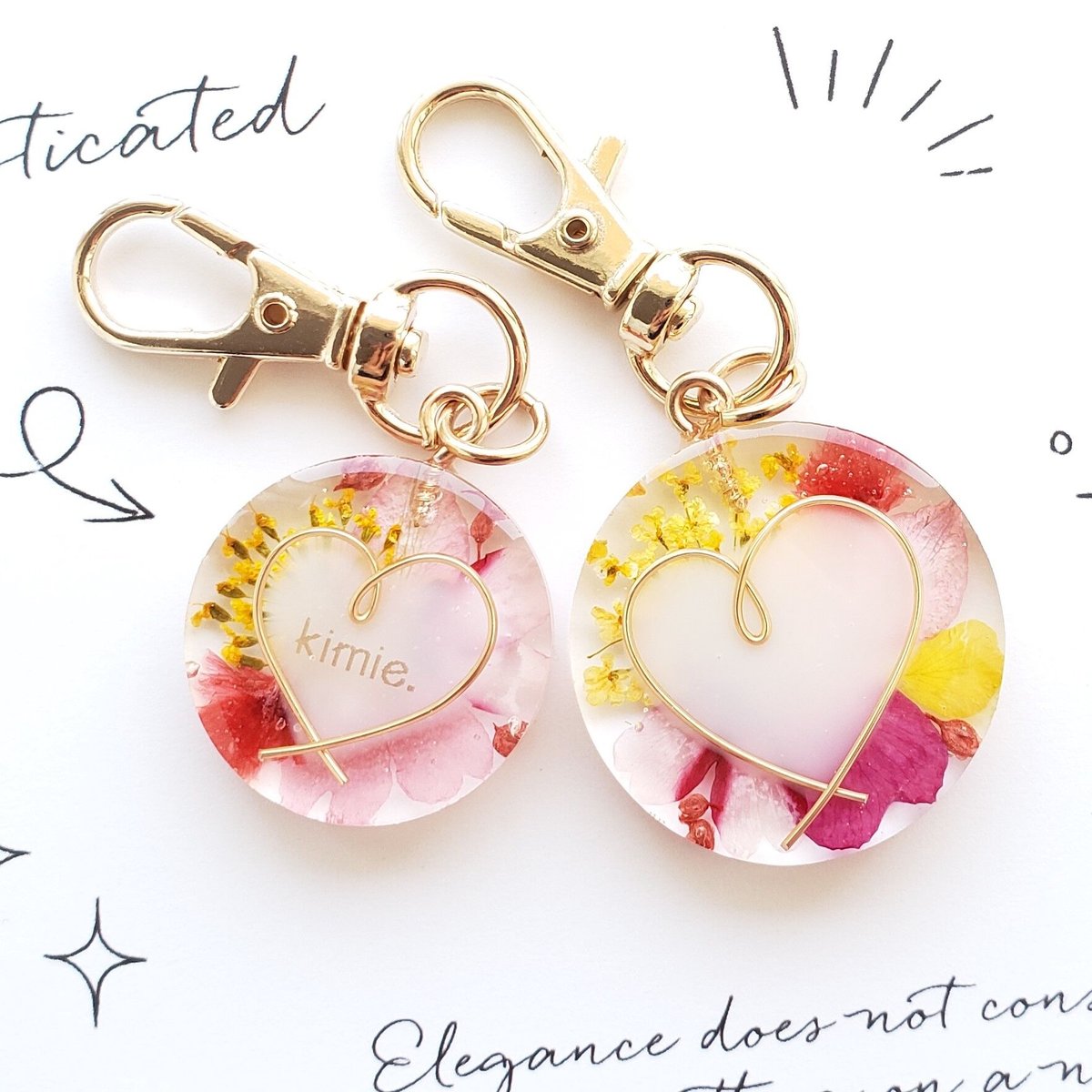 アクセサリー】ハートフラワーキーホルダー（小さめ・ピンク系