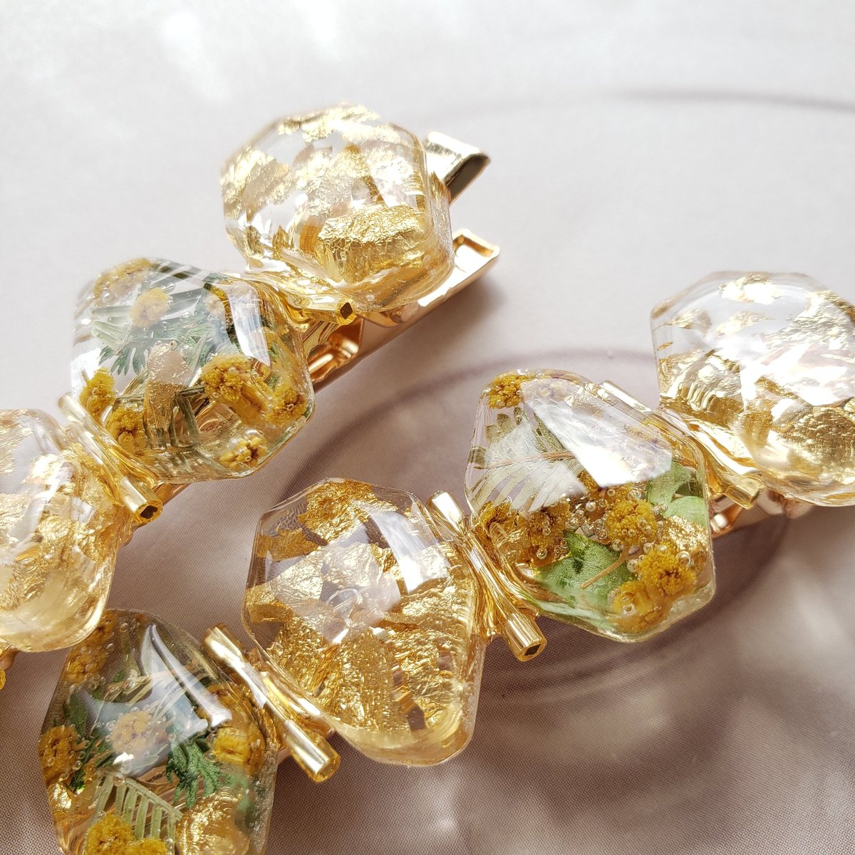 ミモザ花冠くま(^(エ)^)5センチパッチンピン