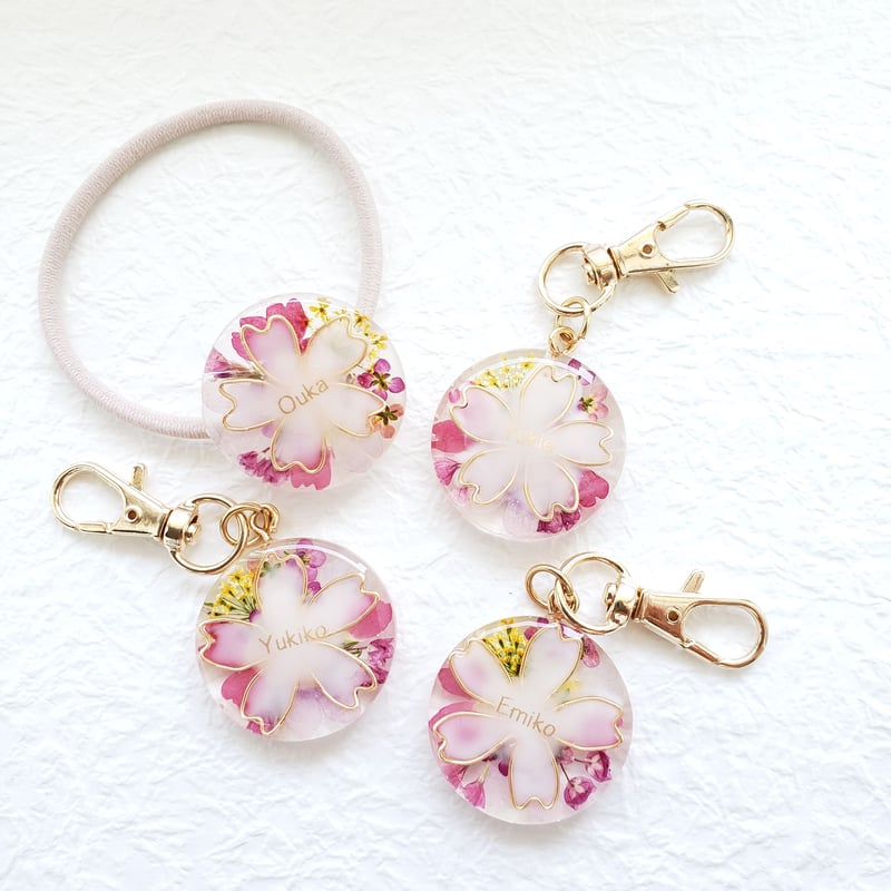 【ヘアゴム】レジン　桜 春レジン♡桜のドライフラワーで作るヘアゴム♡レジン