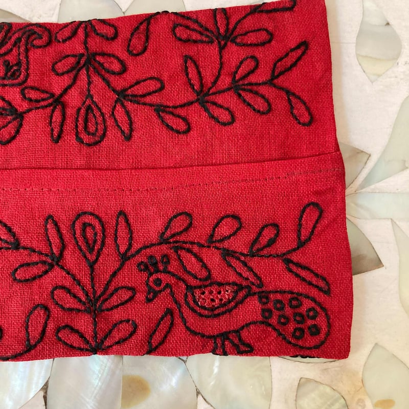 K-27①】手刺繍ポケットティッシュカバー | Rangeen Dhaaga 北澤商店