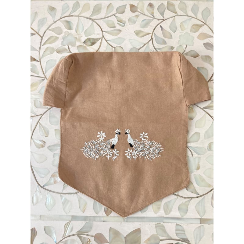 K-26】コルカタ手刺繍ウェットティッシュケースカバー（ベージュ）①