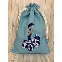【K-2⑮】手刺繍フラメンコ巾着（水色地グラデーション）　Design②