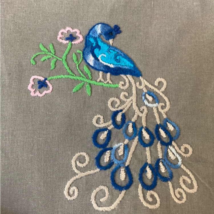 手刺繍インド孔雀ピーコックマルチカバークロス