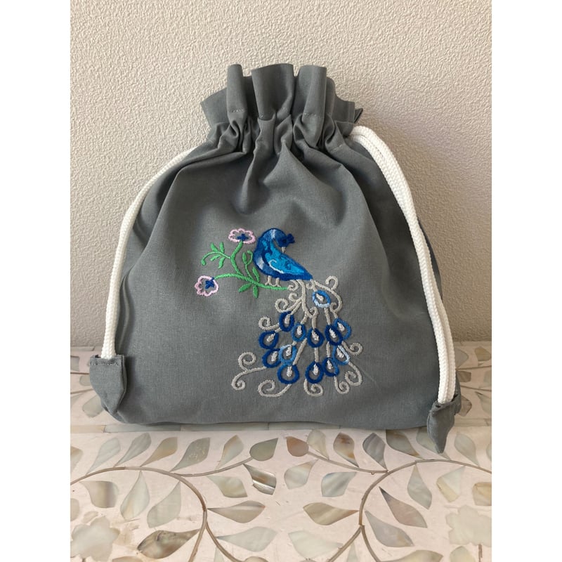 手刺繍インド孔雀ピーコックマルチカバークロス