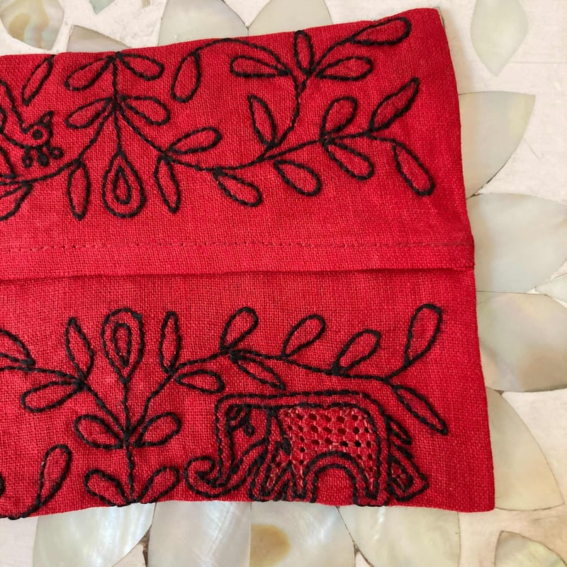 K-27①】手刺繍ポケットティッシュカバー | Rangeen Dhaaga 北澤商店