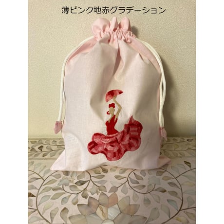 【K-2】手刺繍フラメンコ巾着　Design②