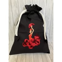 【K-2⑭】手刺繍フラメンコ巾着（黒地グラデーション）　Design②