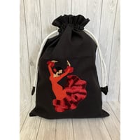 【K-4⑪】手刺繍フラメンコ巾着（黒地グラデーション）　Design④