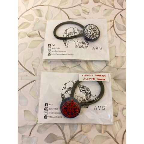 A-11】AVS商品 刺繍クルミボタンヘアゴム | Rangeen Dhaaga 北澤商店