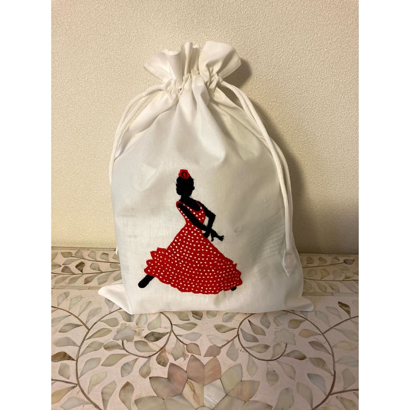K-1】手刺繍フラメンコ巾着 Design① | Rangeen Dhaaga 北澤商店