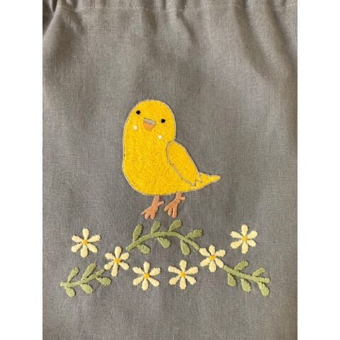 K-8】手刺繍インコ ミニ巾着 | Rangeen Dhaaga 北澤商店