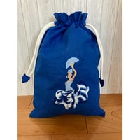 【K-2⑪】手刺繍フラメンコ巾着（ネイビー地青グラデーション）Design②