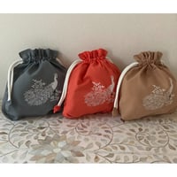 【K-12】コルカタ手刺繍ミニ巾着（クジャク1）