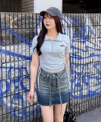 ベルト付きビジューミニデニムスカート