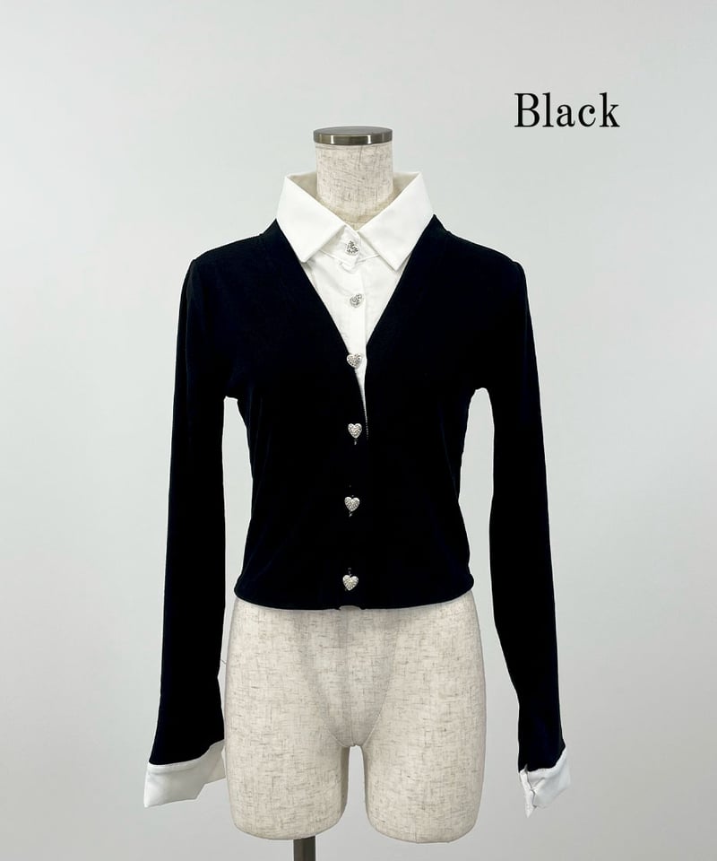 Dalfwin 韓国ファッション ダメージニットドッキングデザインシャツ 韓国ファッション ダメージニットドッキングデザインシャツ