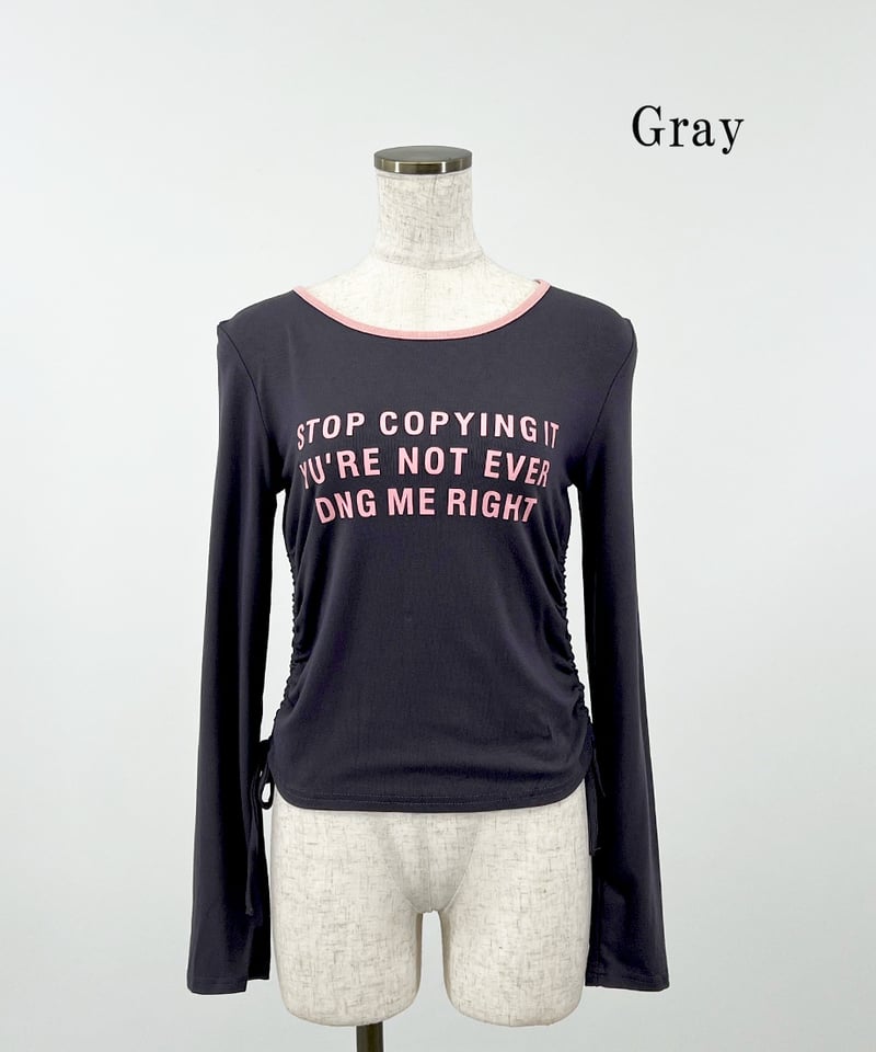 サイドギャザーロゴトップス | 韓国ファッション 高速ターミナル