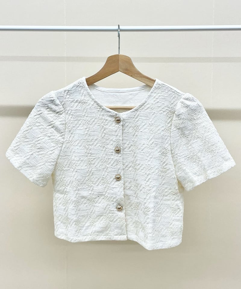 ツイードハーフスリーブトップス | 韓国ファッション 高速ターミナル