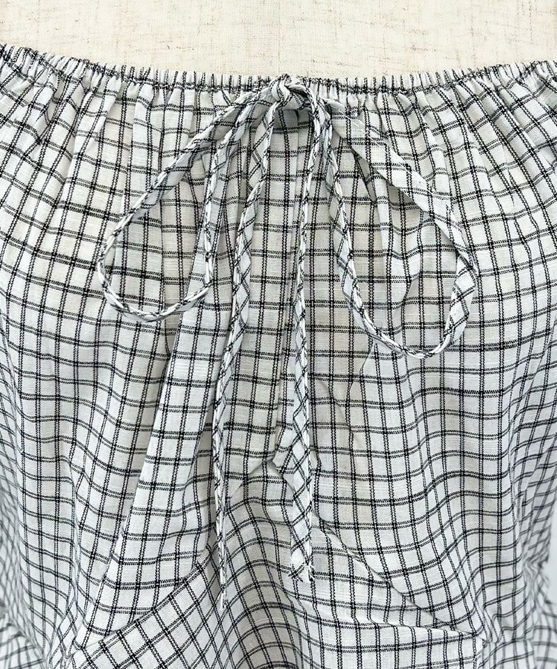 チェックオフショルダートップス | 韓国ファッション 高速ターミナル