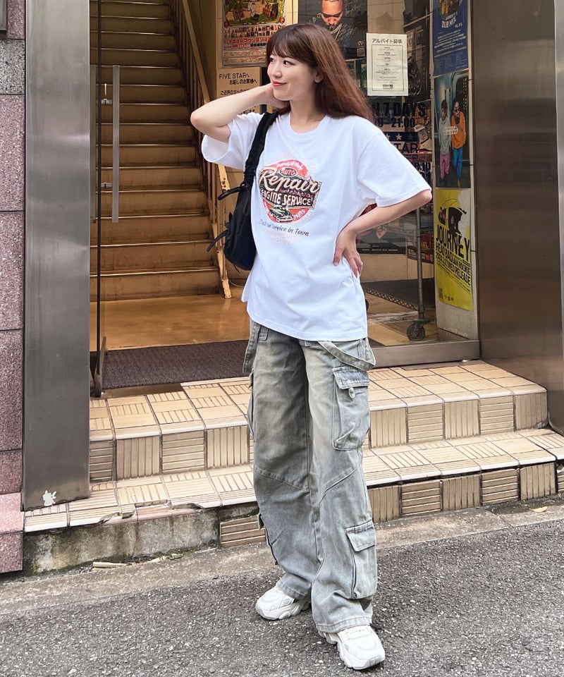 希少種ステューシー総柄プリントビッグロゴプリントTシャツ・USA韓国 