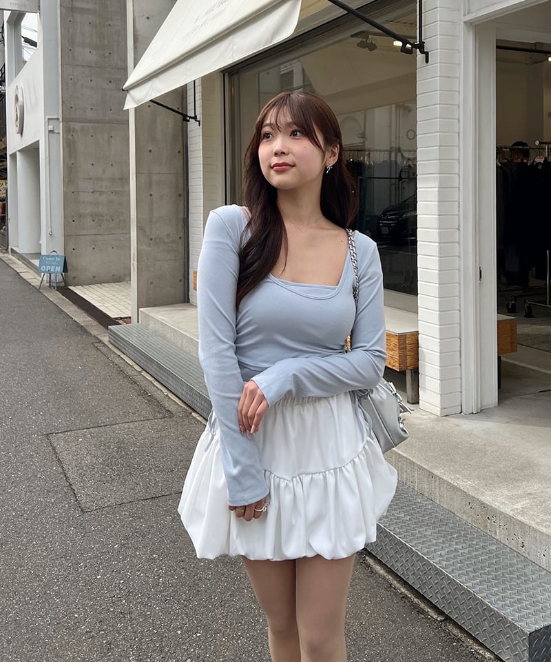 サイドシャーリングトップス＆キャミソールSET | 韓国