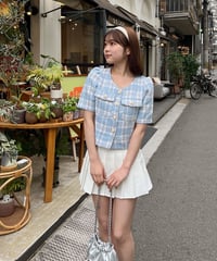 パールボタンハーフスリーブツイードジャケット