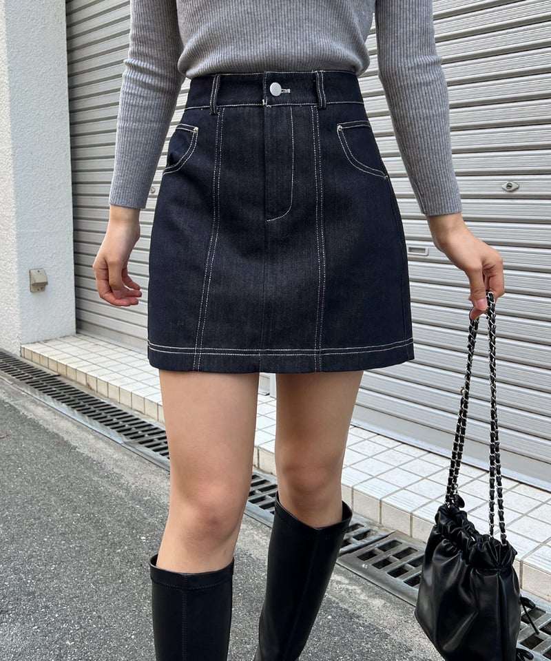 ステッチデニムミニスカート | 韓国ファッション 高速ターミナル