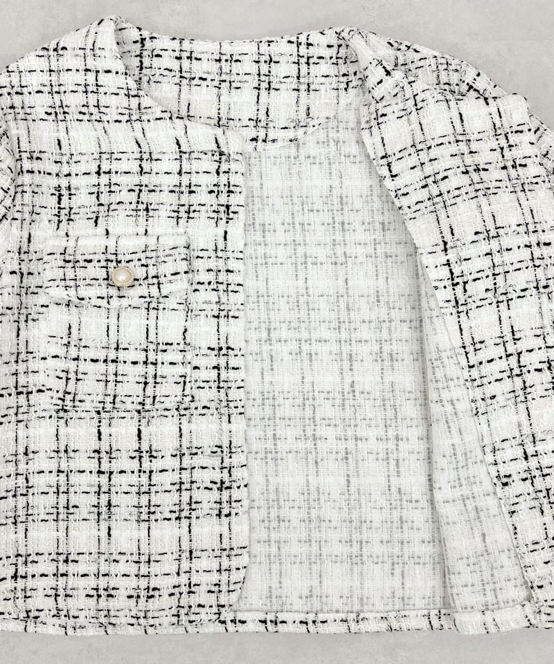 パールボタンツイードジャケット | 韓国ファッション 高速ターミナル