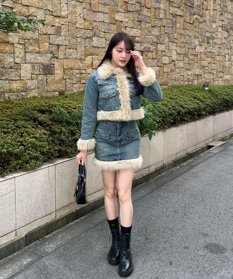 【新品・袋未開封】ファーデニムセットアップ ファーデニムセットアップ | 韓国ファッション 高速ターミナル