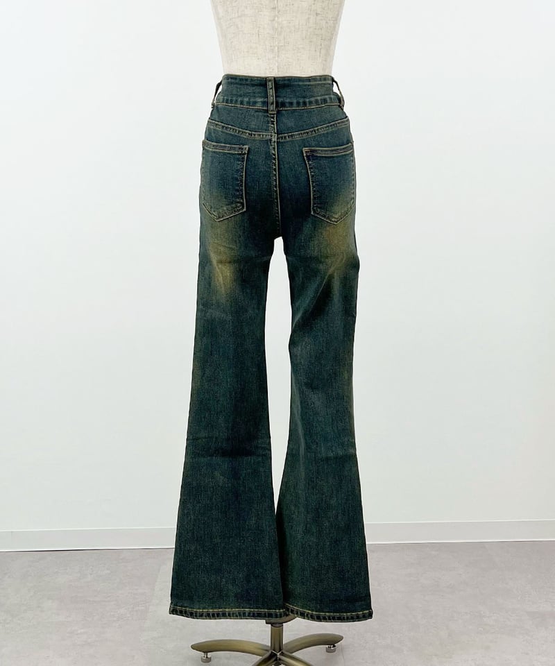 ENEU エヌー / ポケットフレアデニム フロントポケット/ ハンナミ 韓国 フロントポケットハイウエストフレアデニム(comochi select