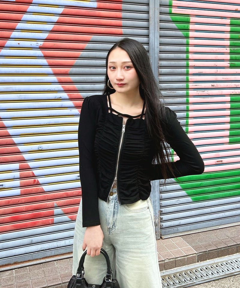 ダブルジップギャザートップス | 韓国ファッション 高速ターミナル