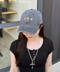 クロスビジューデニムキャップ