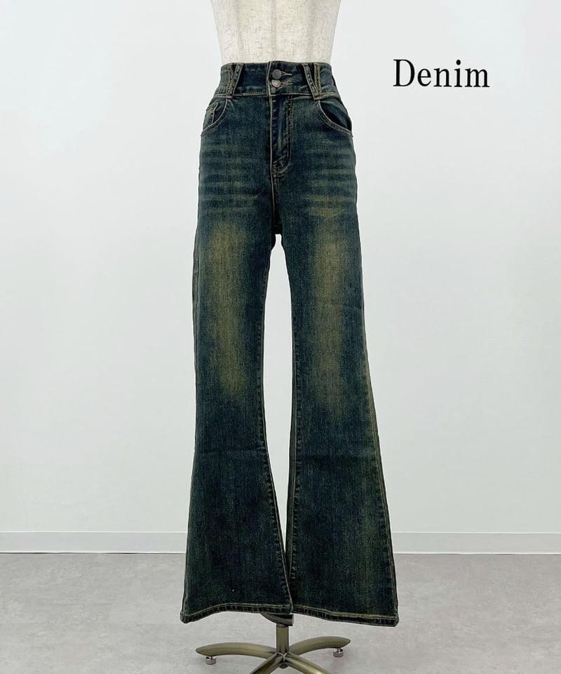 Kimnar フレアパンツ R4247 ダメージコンパクトフレアパンツ(M  