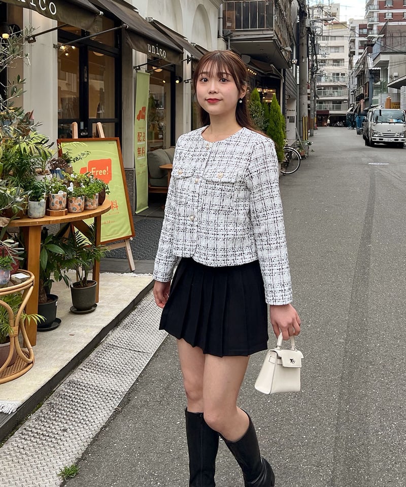 パールボタンツイードジャケット | 韓国ファッション 高速ターミナル