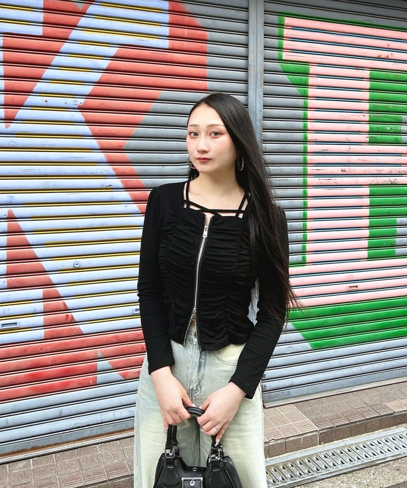 ダブルジップギャザートップス | 韓国ファッション 高速ターミナル