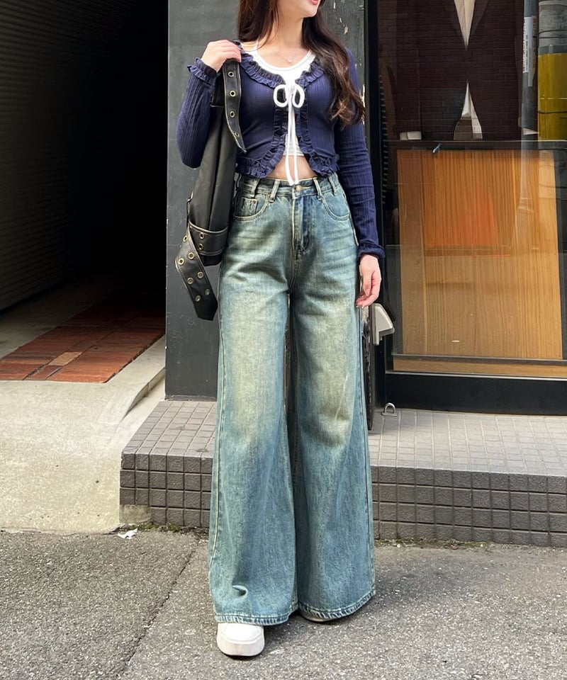 韓国 ストリート ファッション ワイド デニム パンツ ワイドデニムパンツ | 韓国ファッション 高速ターミナル