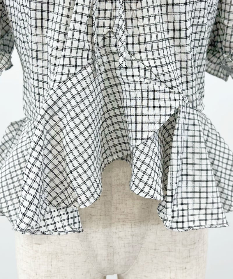 チェックオフショルダートップス | 韓国ファッション 高速ターミナル