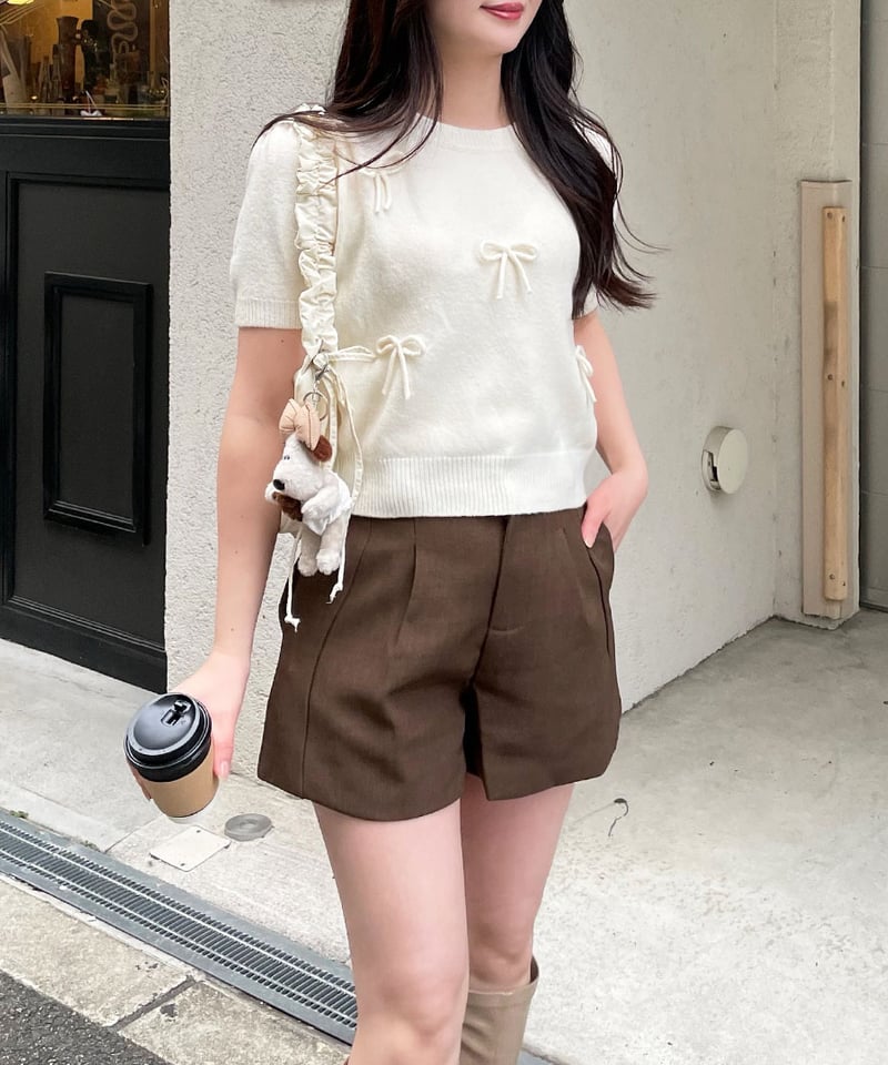 ダブルタックハイウエストショートパンツ | 韓国ファッション 高速