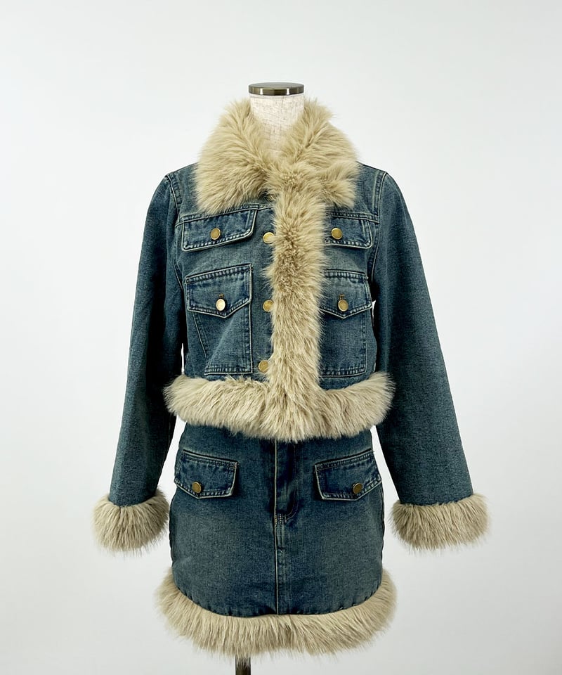 【新品・袋未開封】ファーデニムセットアップ ファーデニムセットアップ | 韓国ファッション 高速ターミナル