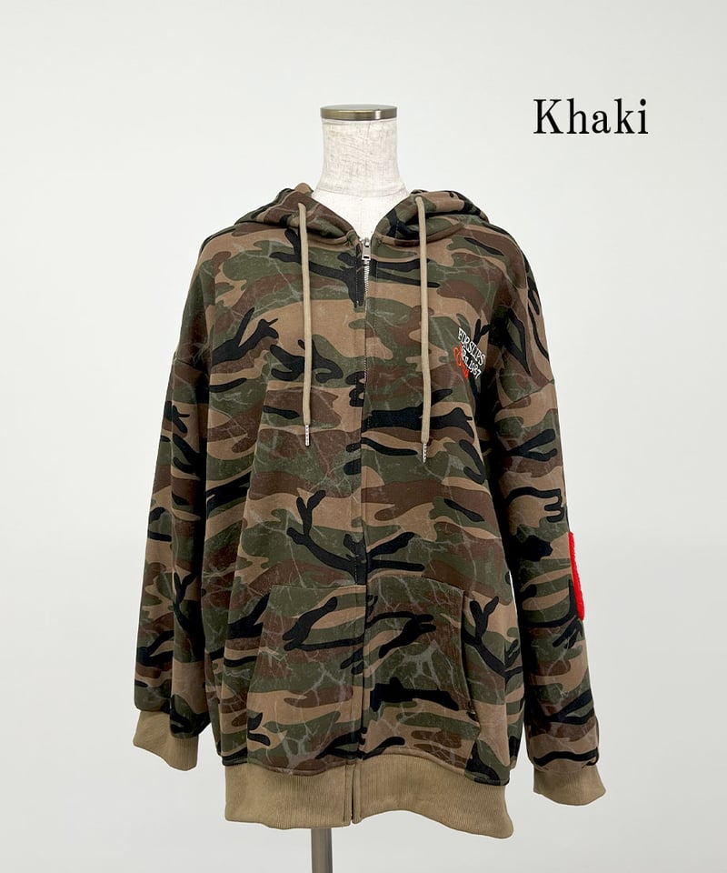 迷彩柄フードジップパーカー | 韓国ファッション 高速ターミナル