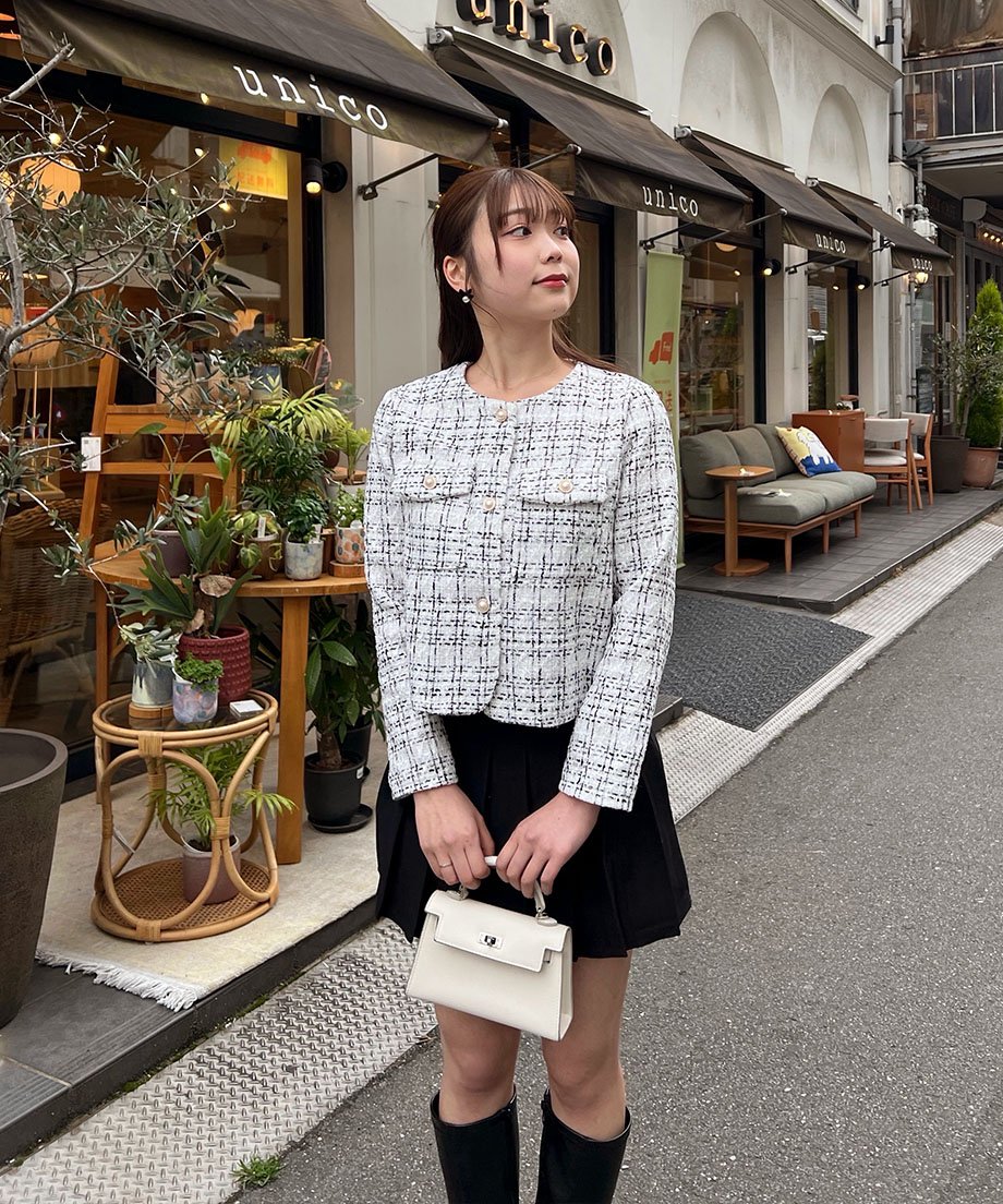 パールボタンツイードジャケット | 韓国ファッション 高速ターミナル