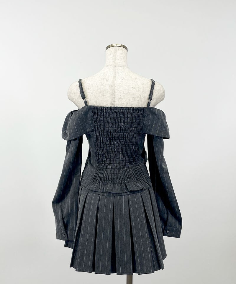 ストライプオフショルダーセットアップ | 韓国ファッション 高速ターミナル