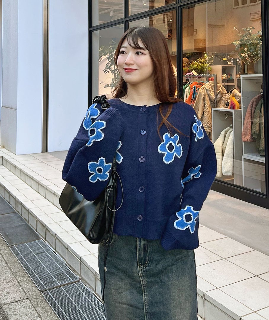 花♪ フラワーニットカーディガン | 韓国ファッション 高速ターミナル