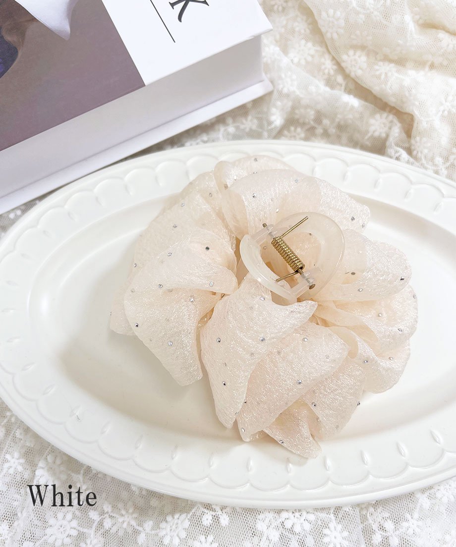 Ace シュシュ ヘアクリップ flower（ファッション） ヘアクリップ シュシュクリップ