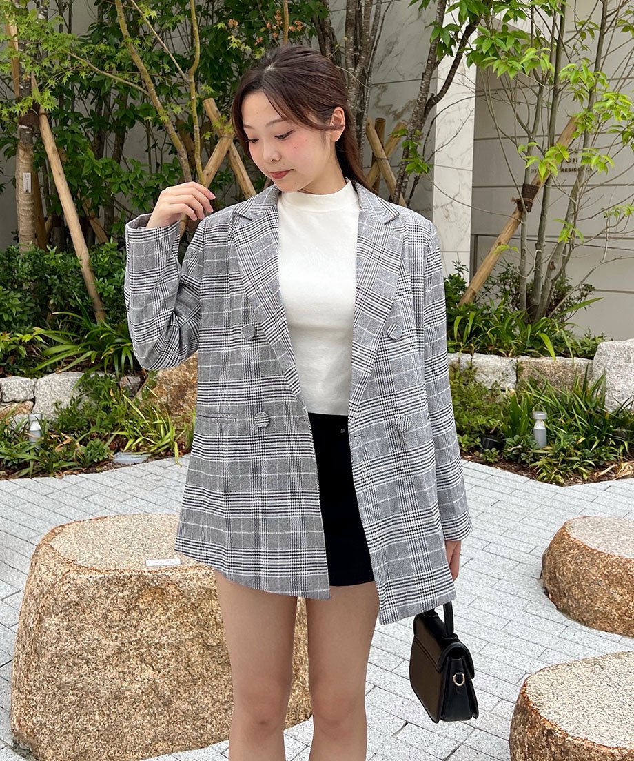 ヘリンボーンチェックテーラードジャケット | 韓国ファッション