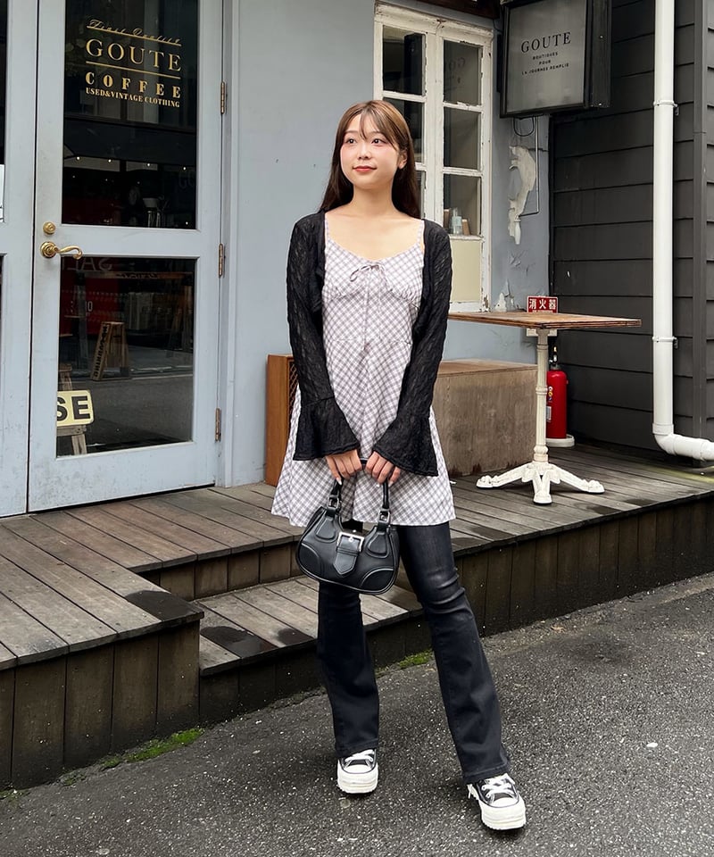 チェック柄キャミソールワンピース | 韓国ファッション 高速