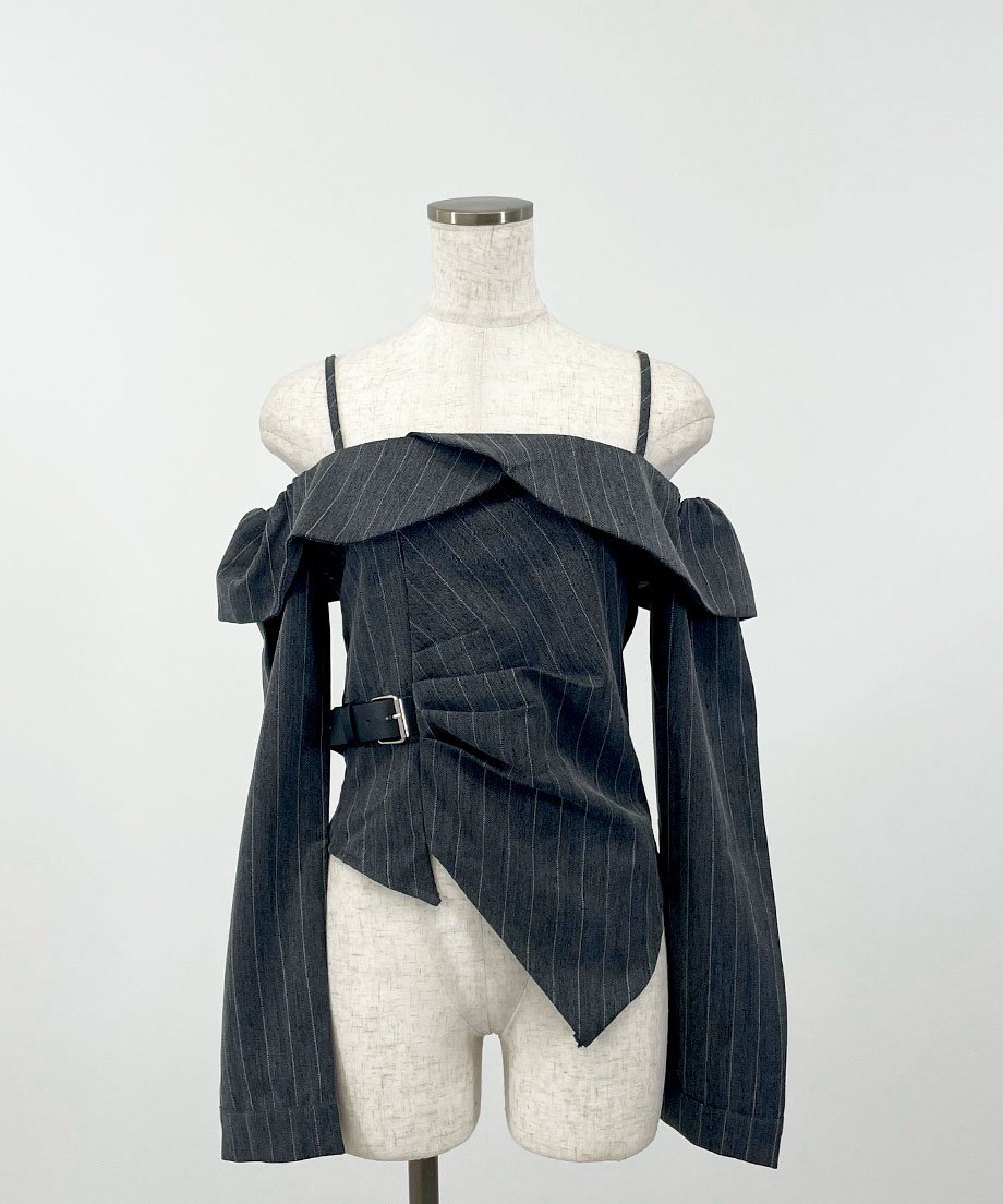 ストライプオフショルダーセットアップ | 韓国ファッション 高速ターミナル