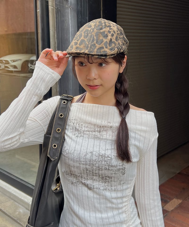 ハンチング帽　レオパード レオパード柄 フェイクレザー ハンチング ブラウン - 古着屋